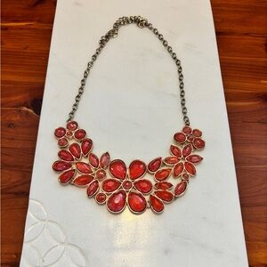 Red Floral Statement Necklace